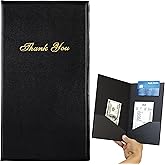 Restaurant Check Presenters - Guest Check Card Holder with Gold Thank You Imprint - 5.5" x 10" (Black 10 Pack)