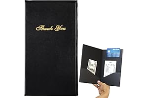 Gold Lion Gear Restaurant Check Presenters - Guest Check Card Holder with Gold Thank You Imprint - 5.5" x 10" (Black, 10 Pack)