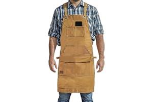 Hudson Durable Goods Waxed Canvas Heavy Duty Woodworking Apron With Pockets