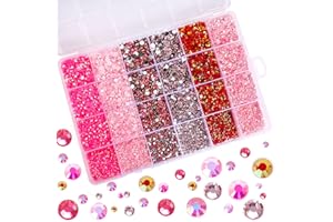 Nibiru 28800Pcs Resin Flatback Rhinestones Kit, Jelly Rhinestones Mixed Color Round Shape for Nail Crafts Tumbler Non-hotfix 2mm, 3mm, 4mm, 5mm