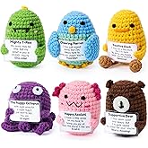 JOYIN 6 Pcs Crochet Positive Animals with Positive Messages, Emotional Support Stuffed Animal Bulk, Cute Crochet Plushies for Graduation Gift, Employee Appreciation, Anxiety Relief & Mental Health