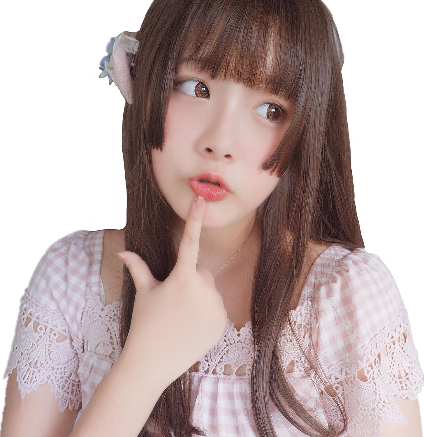Amazon インマン Inman フルウィッグ ウィッグ ロング ストレート ぱっつん 姫カット 姫髪 自然 原宿 ロリータ 耐熱 チョコレート色 フルウィッグ 通販