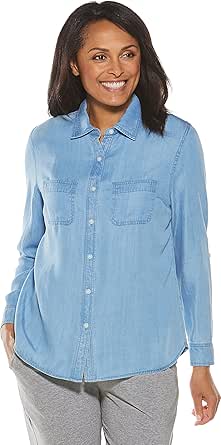 Coolibar UPF 50+ Women's Peninsula Chambray Shirt - Sun Protective at Amazon Womenâs Clothing store