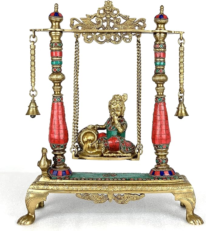 Lord Krishna on Swing Butter Krishna Jhoola Home & Kitchen