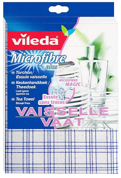Vileda Microfaser Geschirrhandtuch mit 2 in 1 Funktion, Farblich sortiert