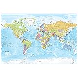 Large Blue Ocean World Wall Map | 36x24 - Detailed