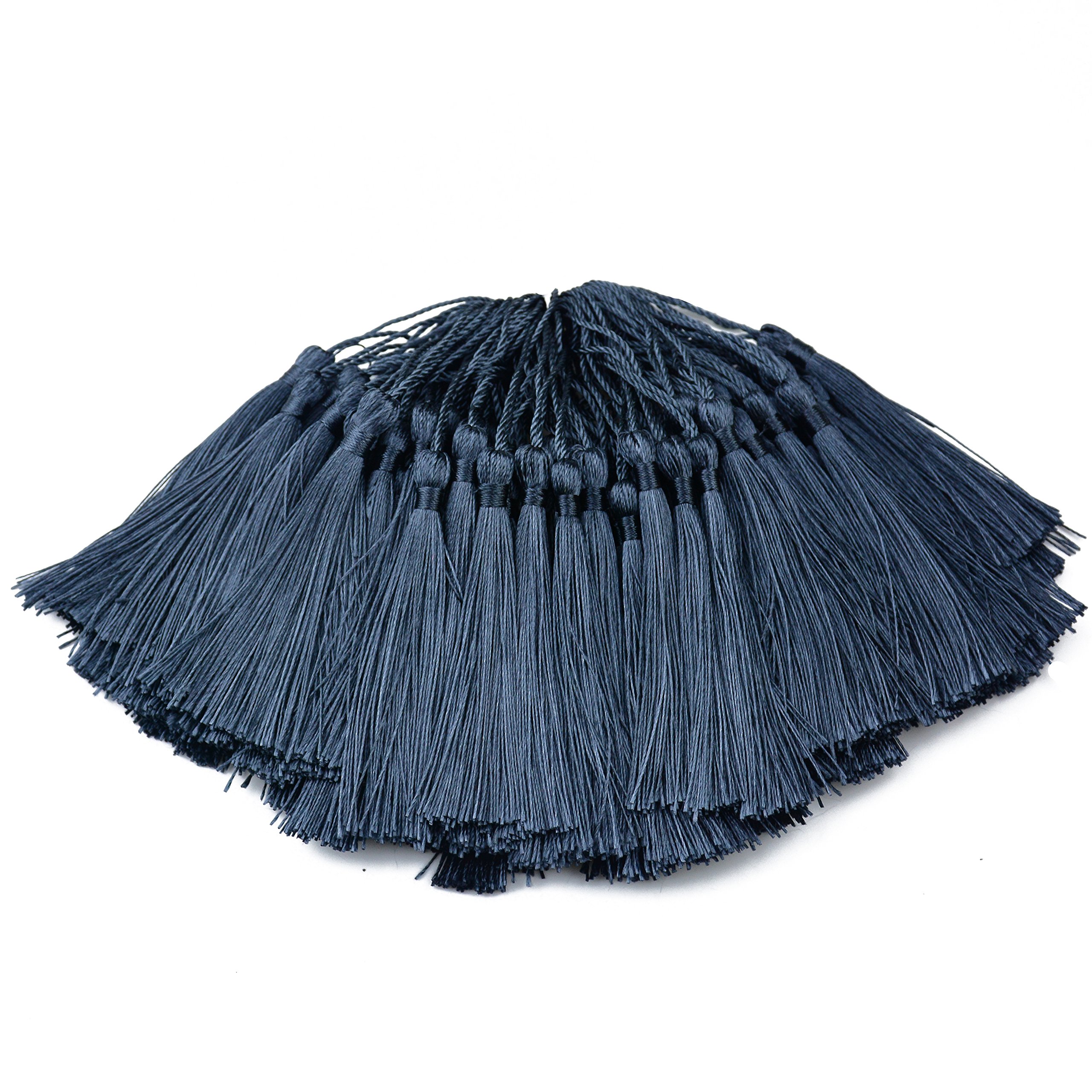 100pcs 13cm/5 Inch Silky Floss bookmark Tassels with 2-Inch Cord Loop and Small Chinese Knot for Jewelry Making, Souvenir, Bookmarks, DIY Craft Accessory (Dark Grey)