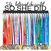 Goutoports Medal Holder Display Hanger - She Believed She Could She Did - Personalized Medal Wall Hanger for Sport Race Runner Sturdy Black Steel Metal Over 60 Medals Easy to Install