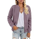 YUCOLEN Womens Sherpa Jacket Fleece Bomber Jacket Zip Up Teddy Coat Long Sleeve Winter Coat Cropped Outwear with Pockets
