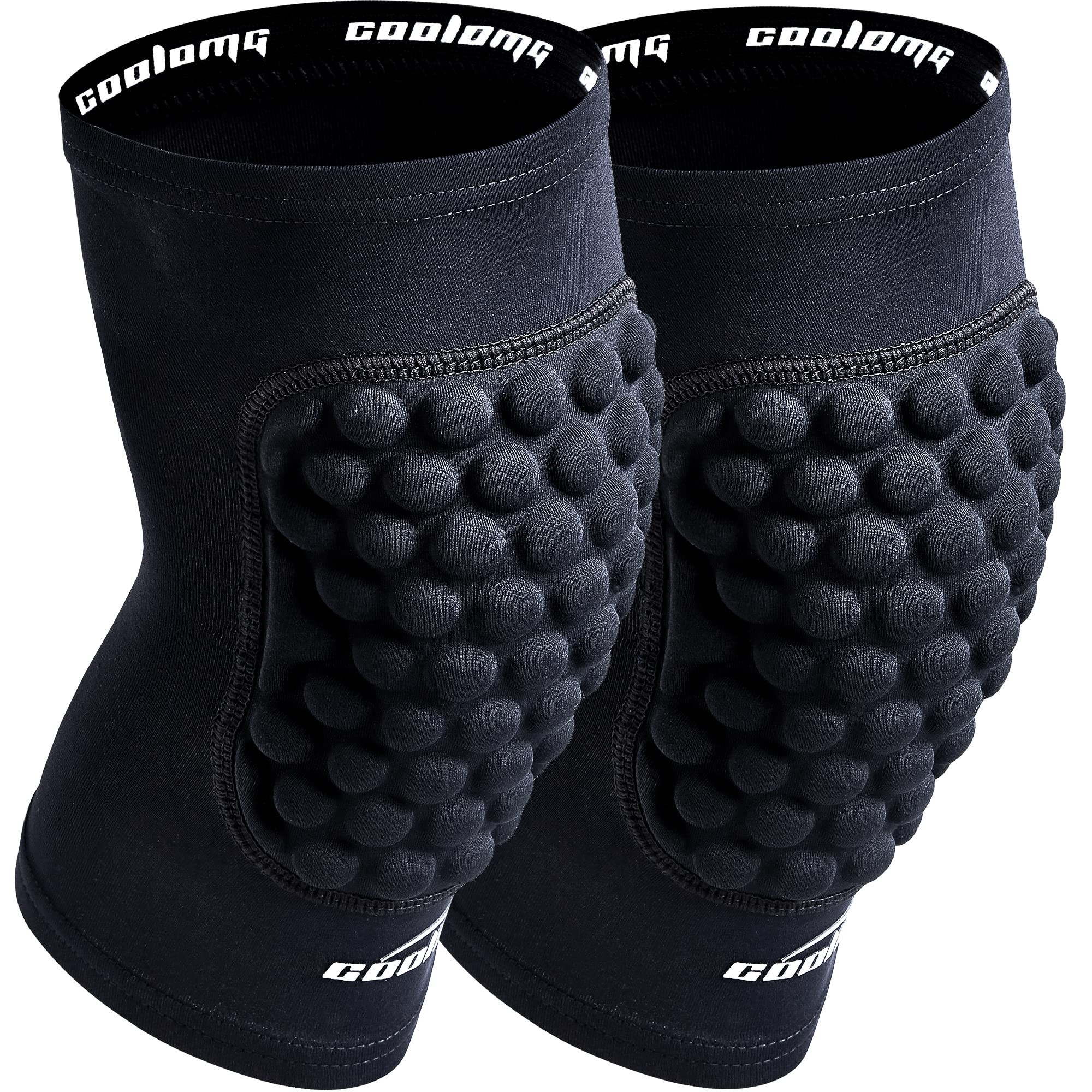 thumbnail image 2 of COOLOMG Youth Compression Knee Pads - Non-Slip Sports Protection For Basketball & Football (Black, XL) 2 of 9