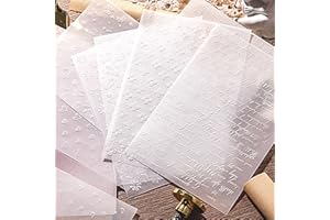 Aromoty 40 sheets Scrapbook Paper Embossing Translucent Vellum Paper Craft Scrapbooking Supplies Paper Art White Cardstock Printable Paper for Junk Journal Journaling DIY Materials Envelopes,4x5.7inch