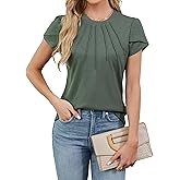 Blooming Jelly Womens Dressy Casual Blouses Business Work Tops Summer Short Sleeve Shirts Crew Neck Waffle Kint Tshirts