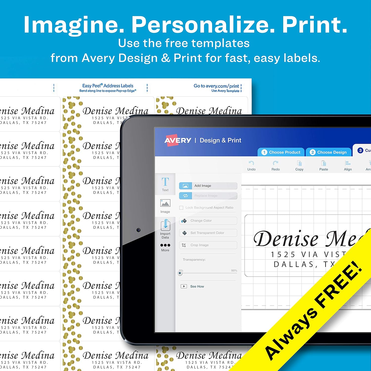 Avery Easy Peel Address Labels, 1" x 2-5/8", Gold Confetti Design, 300 Labels (6539) : Office Products