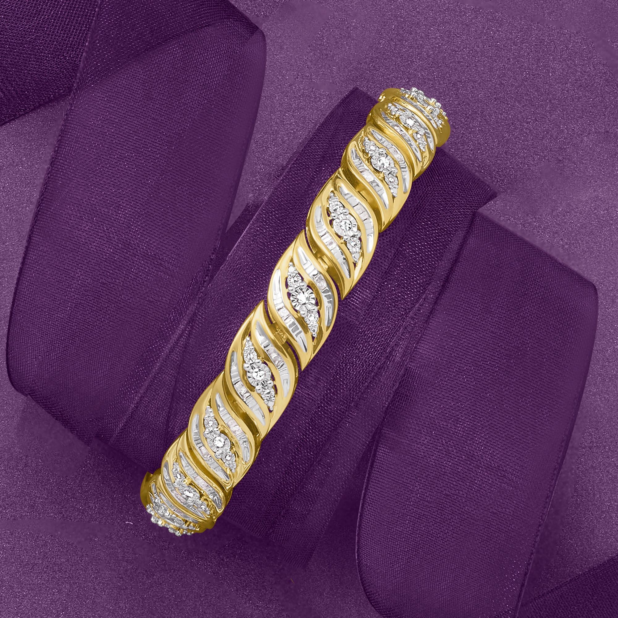 Ross-Simons 1.00 ct. t.w. Diamond Bracelet in 18kt Gold Over Sterling