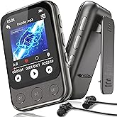 ODEJOI 64GB Clip on MP3 Player with Bluetooth 5.3, Built-in Speaker, 2" HD Touchscreen, FM Radio, Voice Recorder, Portable Music Player for Running, Gym, Shuffle Audio Video, Up to 128GB MicroSD Card