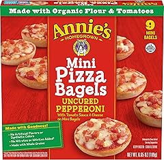 Annie's Frozen Mini Pizza Bagels, Uncured Pepperoni, Snacks, 9 Ct, 6.65 oz