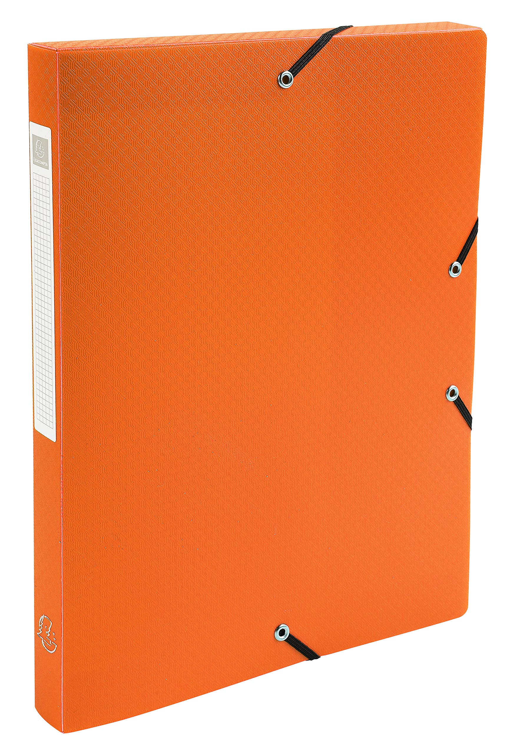 Exacompta - Ref 59689E - Uni PP Elasticated Filing Box - 250 x 330mm in Size, Suitable for Holding A4 Documents, 25mm Spine, Opaque Polypropylene, Spine Label - Orange
