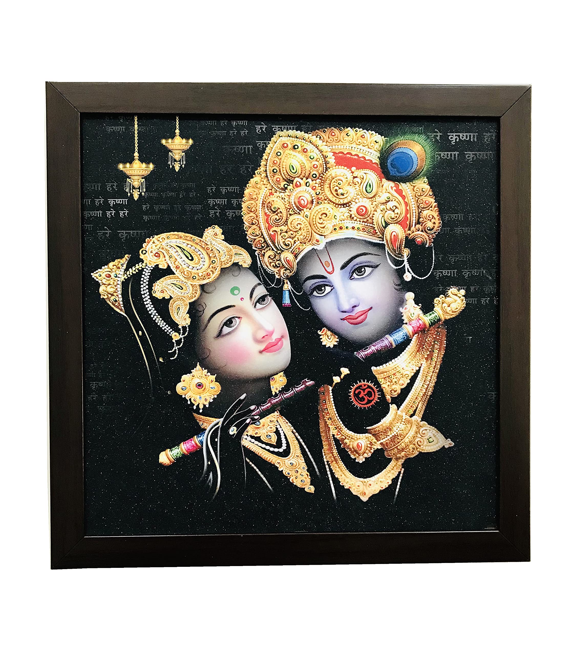 Radha Krishna Frame wall art Hanging picture frames scenery Radha Krishna Janmashtami Thanksgiving gift, Valentine day gift, Wedding Gift, Birthday Gift (13x13 ) inch Black And Gold