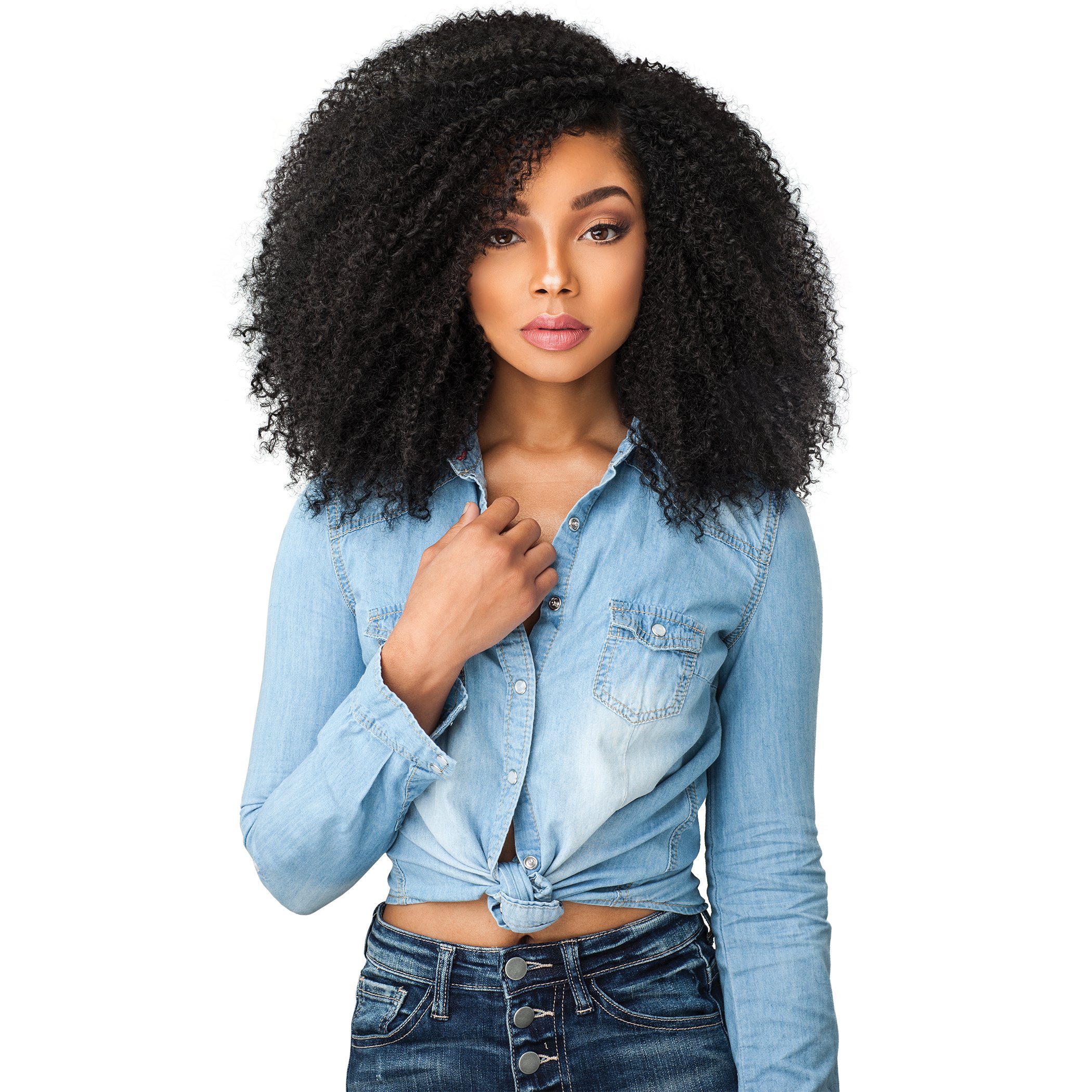 Sensationnel Curls Kinksandco Lace Wig - The Game Changer Wide Lace Part Wig With Natural Preplucked Hairline for Natural 3C to 4C Hair Textures (1B OFFBLACK)