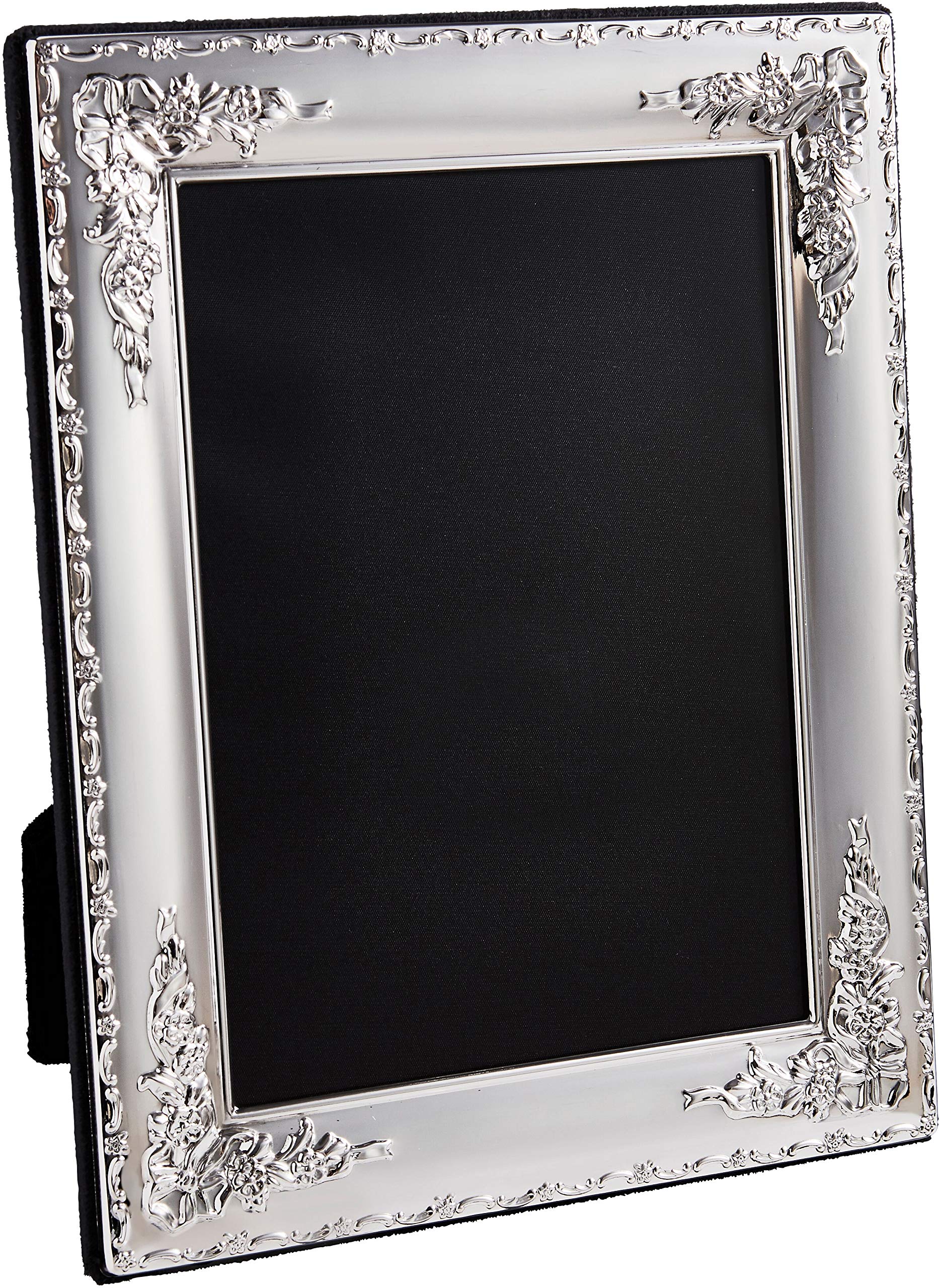 Carrs Traditional Sterling Silver Photo Frame with Grey Velvet Back - 7" x 5"