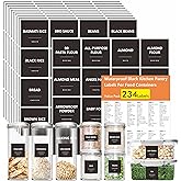 234 Minimalist Kitchen Food Labels, 216 Preprinted Flour Pasta Peas Condiment Oil Stickers, 18 Blank Ones, Waterproof Oil&Tea