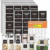 Hebayy 234 Minimalist Kitchen Food Labels, 216 Preprinted Flour Pasta Peas Condiment Oil Stickers, 18 Blank Ones, Waterproof 