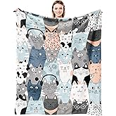 Cat Blanket Ultra Soft Flannel Merch Cat Throw Blanket Stuff Gifts for Cats Lovers for Girls Women Kids Boys Adults 50"X 40"