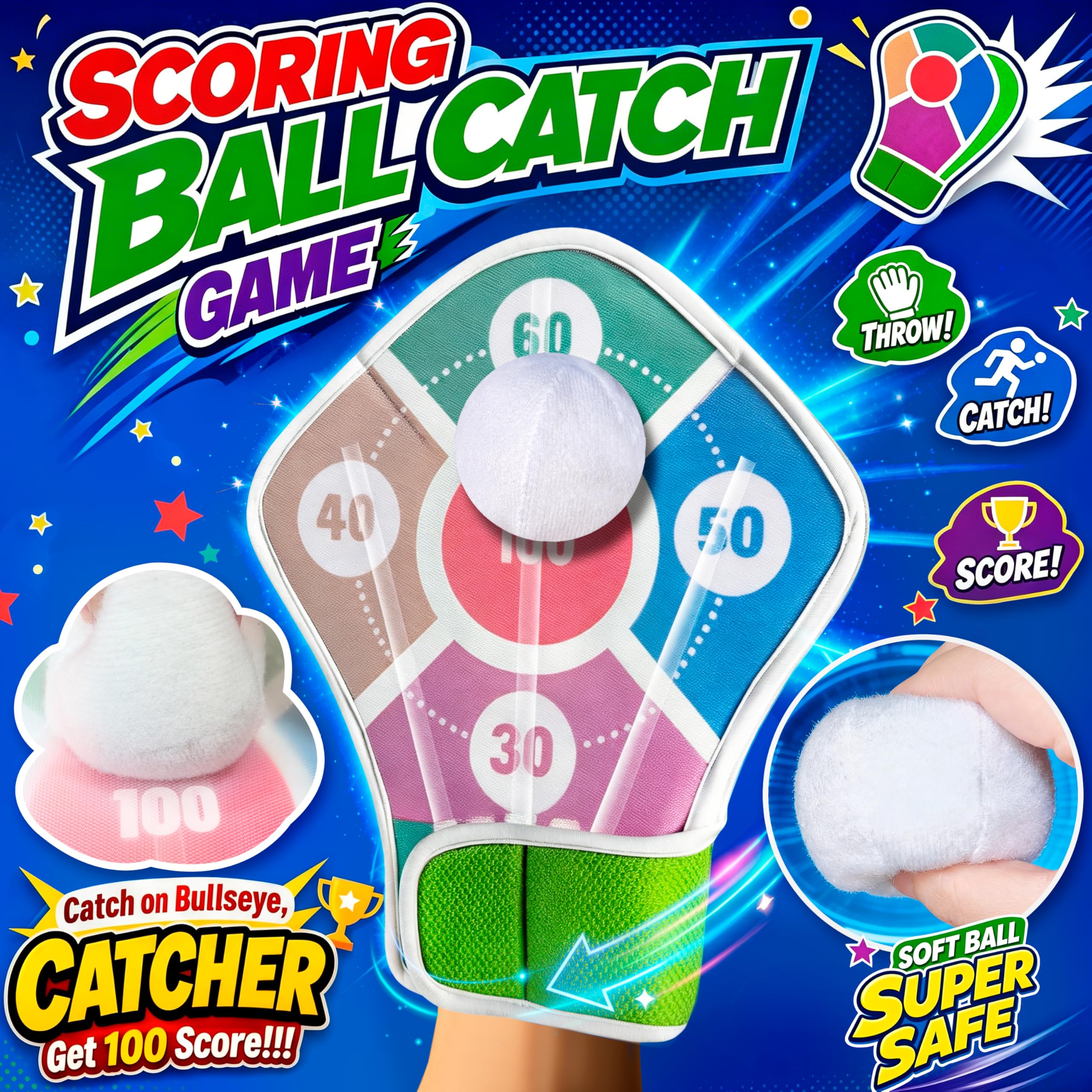 Elecdemic Licht LED Klettballspiel Dartscheibe Wurfspiel Kinder Erwachsene Outdoor Indoor Strand Party Leuchtend Klett Handschuhe Ball Spielzeug Spiele 5-12 Jahre Mädchen Junge Geburtstag Geschenke 2
