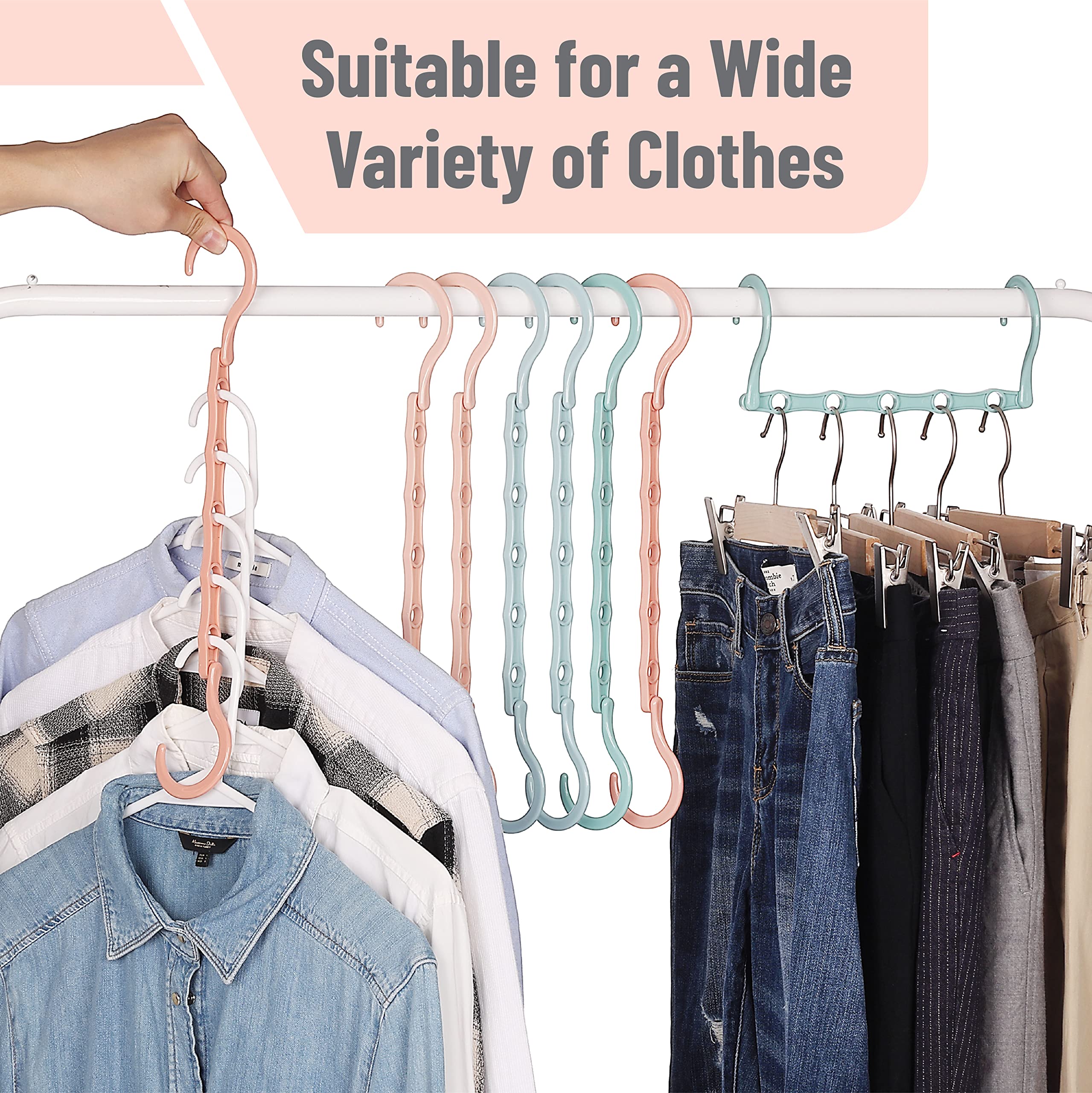 Mr. Pen- Space Saving Hangers, 8 Pack, Boho Colors, Magic Hangers