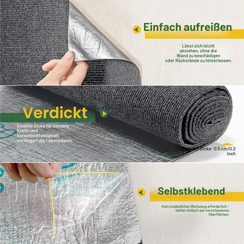 Selbstklebend Kratzmatte 200 × 40, mit Zusatz-Klebeband, DIY Kratzschutz Sofa Katze, Kratzbrett Katze, Katzen Kratzmatte, Kratzmatte für Wand & Möbel, Grau