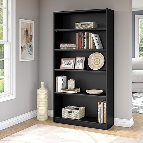Amazon Com Bush Furniture Business Furniture Universal 72h Bookcase In Black 5 Shelf 72 Wl12436 03 Furniture Decor