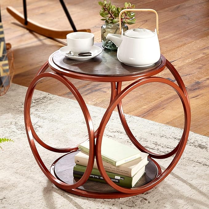 Side table MAVU 43x43,5x43cm Acacia Gray round coffee table solid wood