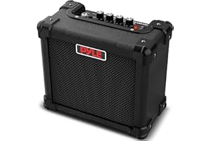 Pyle Portable Electric Guitar Amp - Battery or Wall Power Mini 10 Watt Mini Practice Instrument Amplifier w/ 5" High Definiti