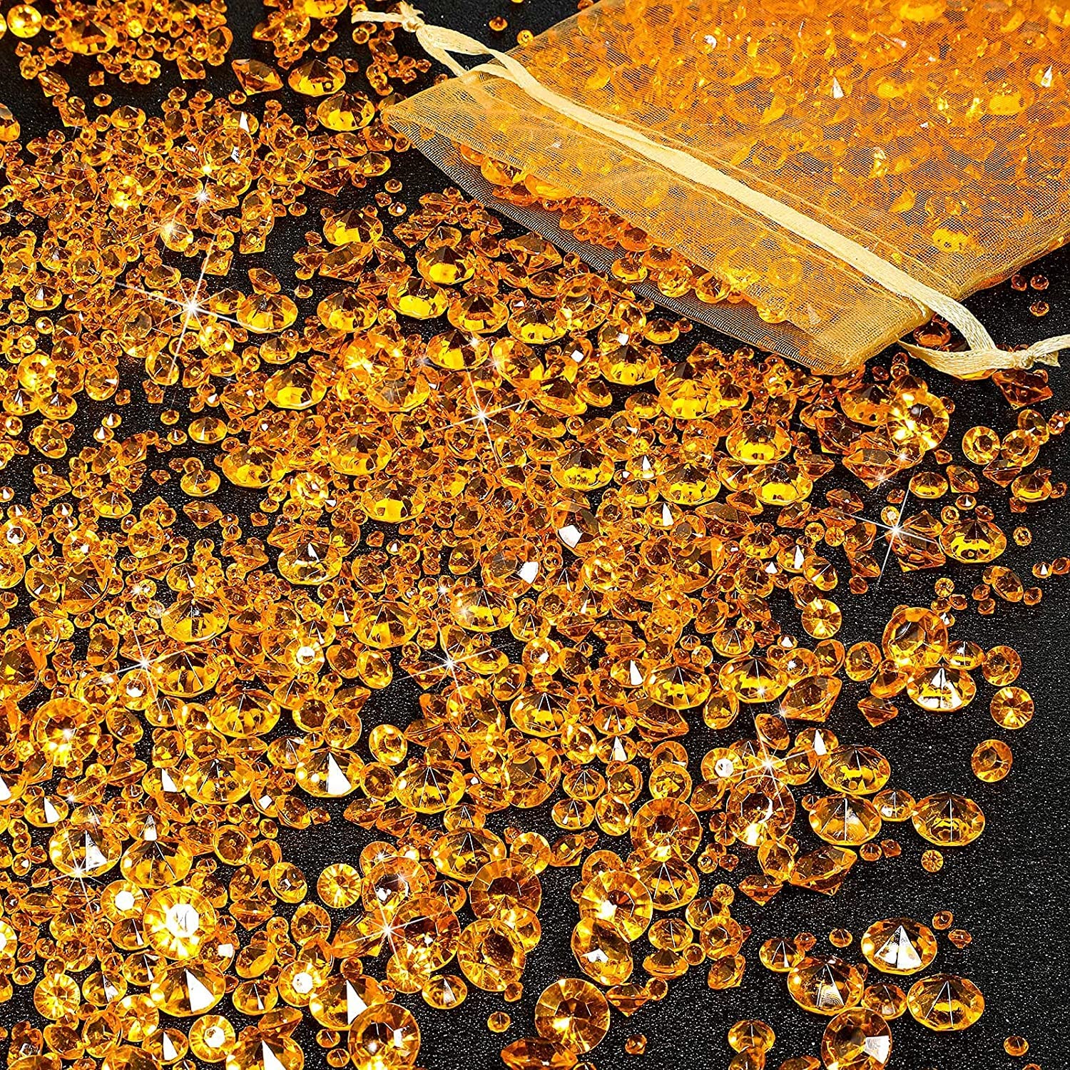 FENGCHUANG 4000 Pcs Yellow Fake Crushed Ice Stoness, Acrylic Diamond Gems Fake Diamond Crystal Gems for Vase Filling Table Decoration Wedding Display DIY Arts Crafts (3 Sizes)