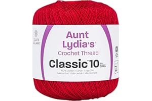 AUNT LYDIA Red Heart 154-494 Crochet, Cotton Classic Size 10, Victory Red
