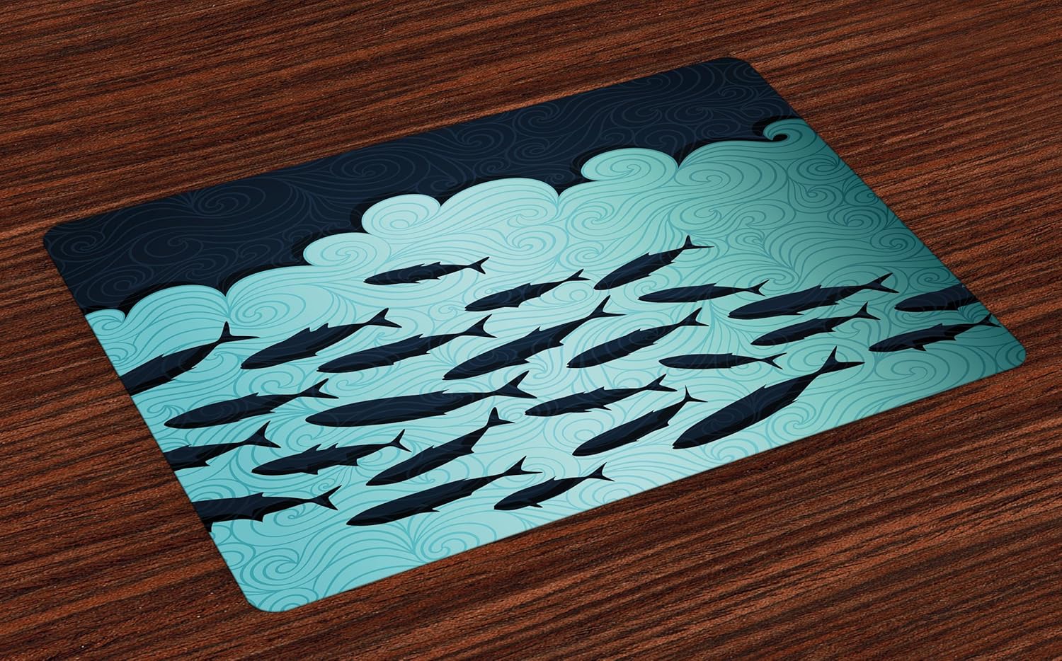 Ambesonne Fish Place Mats Set of 4, Surreal Ornate Swirl