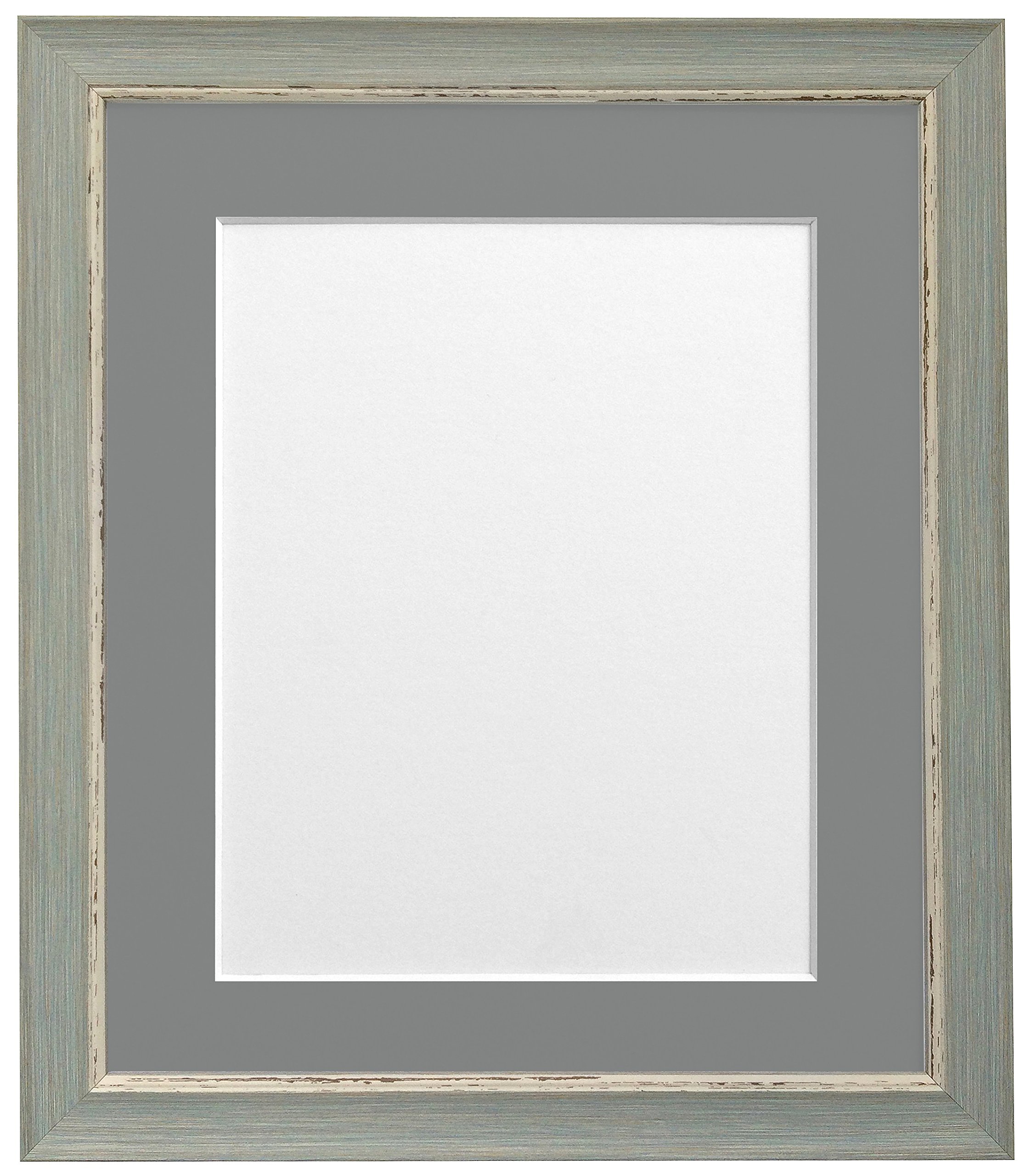 Frames By Post Nordic Distressed Blue Photo Frame with Dark Grey Mount A3 Pic Size A4