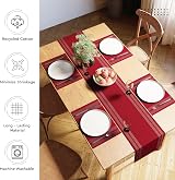 Encasa XO Dining Table Runner 32x183 cm Red Fine Rib Cotton view 3