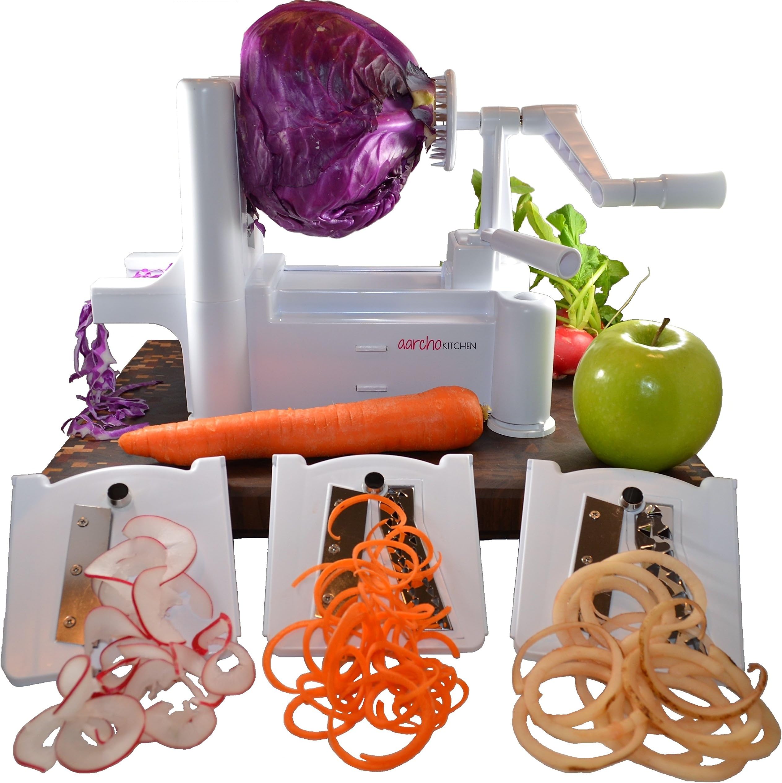 Aarcho Kitchen Premium Spiralizer Tri-Blade Spiral Slicer, Durable, Heavy-duty, Veggie Pasta Spaghetti Maker, Ideal for Low Carb/Paleo/Gluten-Free Healthy meals