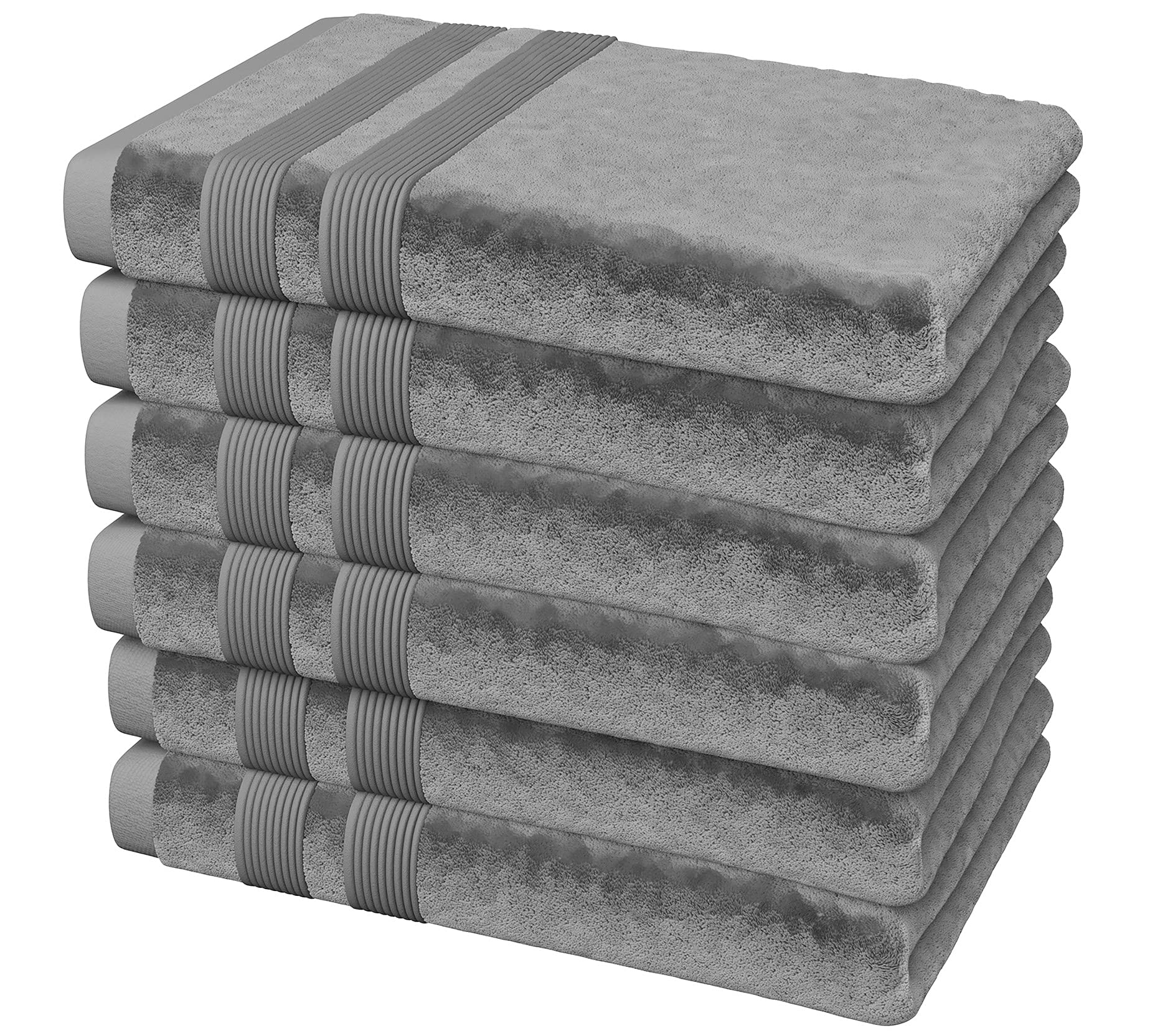 Vozbi Hand Towels 50 x 85 cm (6-Pack) | Highly Absorbent Grey Hand Towels for Bathroom | 100% Cotton Hand Towel | Soft & Thick Hand Towels for Kitchen, Hotel & Spa