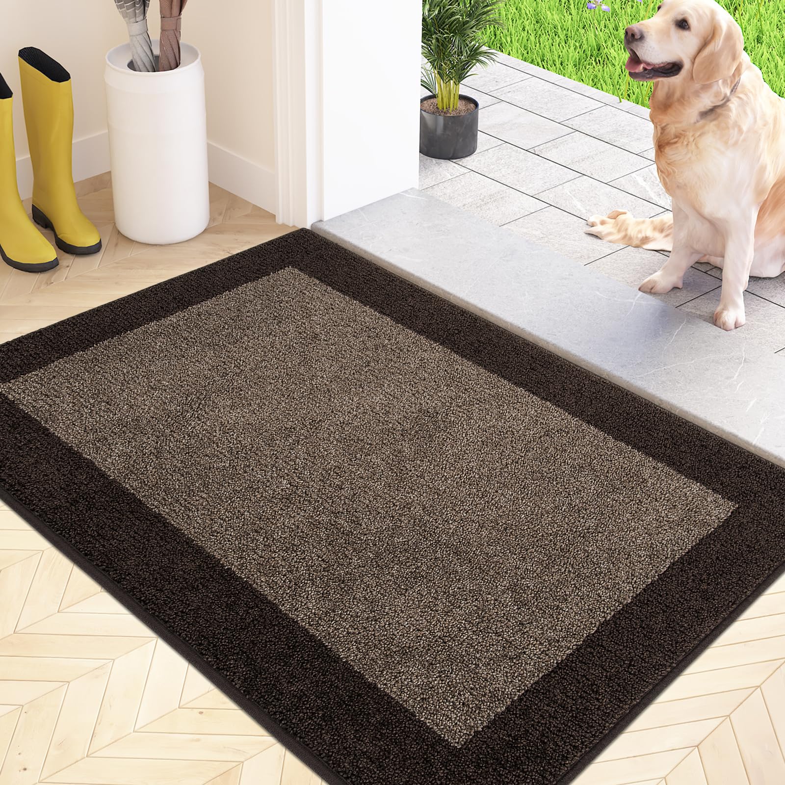 FCSDETAIL Dirt Trapper Indoor Door Mat 60 x 90 cm, Non-slip Entrance Rug, Machine Washable Dog Doormat, Inside Floor Mat for Entryway, Muddy Shoes & Paws