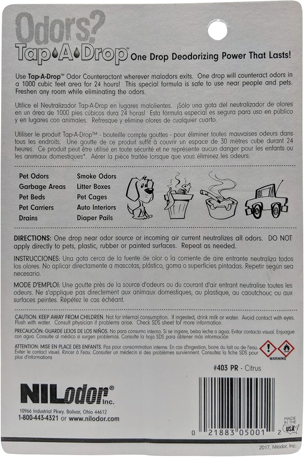Pet Deodorizers : Nilodor Tap A Drop Citrus