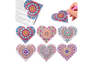 CHARYSIM Diamond Art Bookmark Shape Rhinestone Bookmark Crystal DIY Diamond Drawing Bookmark Diamond Art by Number Embroidery Painting Bookmark for Arts Crafts Gift (Heart Shape 6)