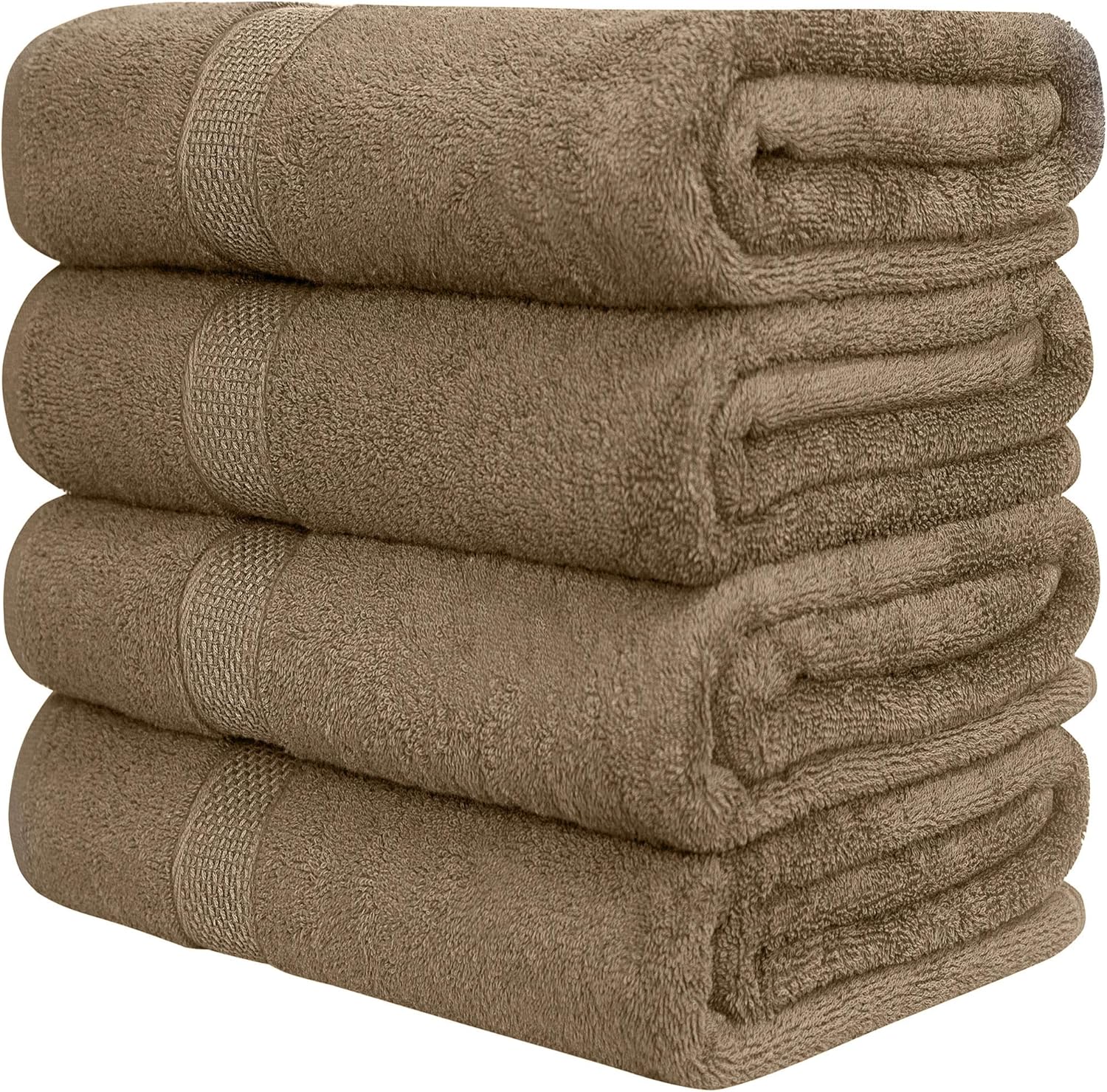 Pleasant Home Bath Towels Set - 4 Pack – 32” x 55” - 100% Cotton - 500 GSM – Lightweight Soft & Absorbent – Durable (Mocha): Kitchen & Dining