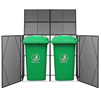 vidaXL Mülltonnenbox für 2 Tonnen Poly Rattan Müllbox Mülltonnenverkleidung