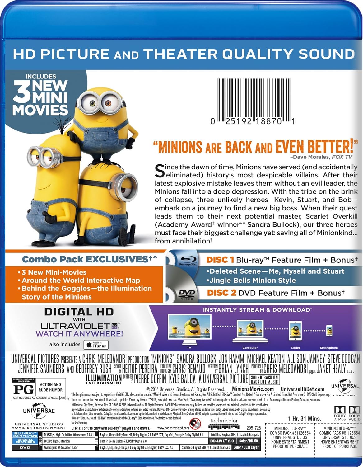 Avoir Images Amazon Com Minions Blu Ray Dvd Digital Hd Sandra Bullock actualisé par