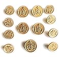 Crest Gold Buttons Set for,Blazer, Uniform, Military, Dress,Coats and Sport Coats 13pc. (5 pc. 7/8'' inch & 8 pc. 5/8'' inch)