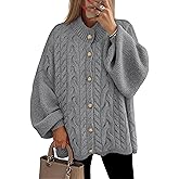 ZESICA Women's Fall 2026 Cardigan Sweaters Long Sleeve Button Down Oversized Soft Knit Winter Coats Trendy Outerwear