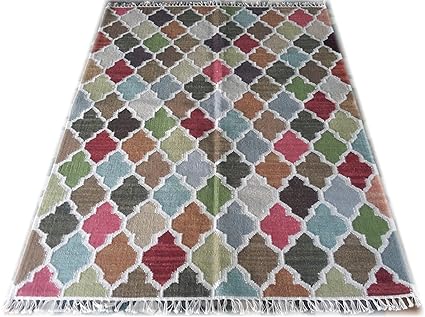 SRJ Handicrafts Multi Pattern Kilim Rug - Dhurrie 4 X 6 Ft