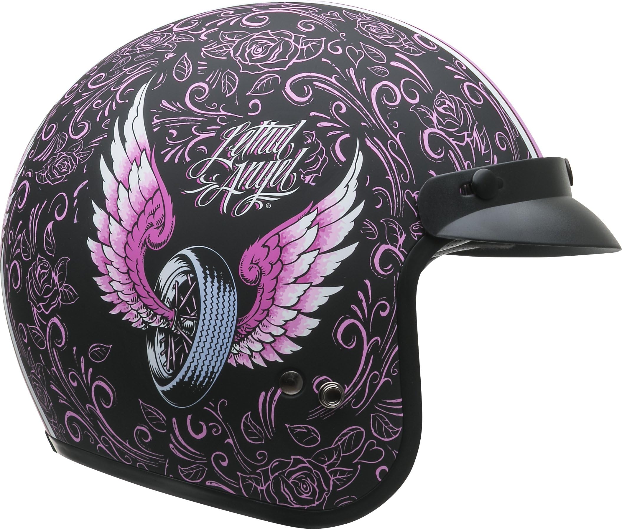 Vega Helmets Unisex-Adult Open Face Motorcycle Helmet (Lethal Angel Graphic, X-Large)